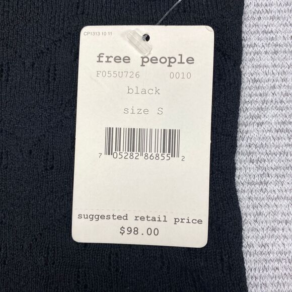 Free People Sweater Womens S/P Black Boho Moto Goth MSRP: $98.00 - Picture 3 of 16